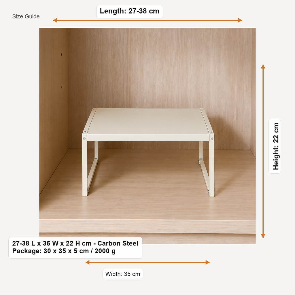 Size guide for 27-38 L x 35 W x 22 H cm - Carbon Steel