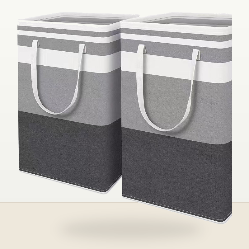Foldable Fabric Storage Basket with Handles, Large Collapsible Laundry Hamper & Closet Organizer