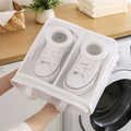 Medium white mesh shoe washing bag with sneakers inside