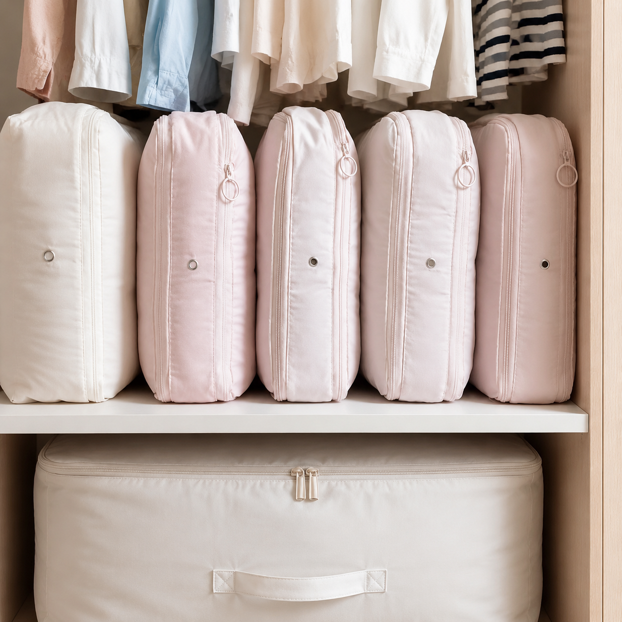 Hanging Puffer Jacket Storage Bag, Dustproof Closet Cover for Coats, Down Jackets & Seasonal Clothes