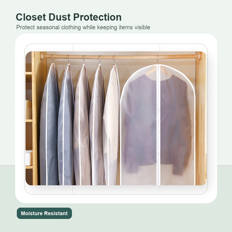 Closet dust protection garment covers for coats and dresses