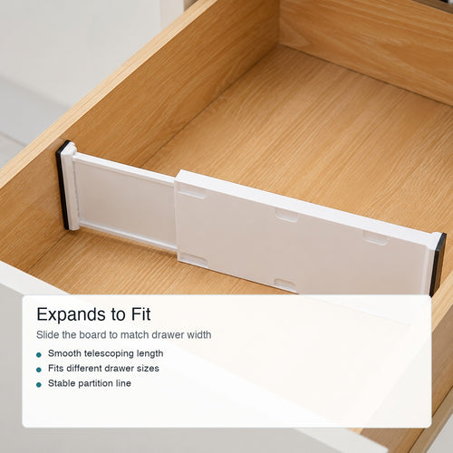 Expandable drawer divider length feature