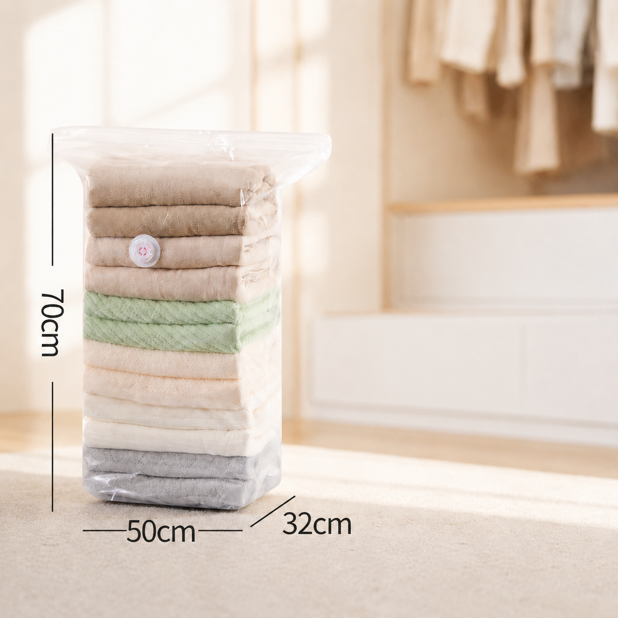 No-Pump Compression Storage Bags, Roll-Up Space Saver Bags for Clothes & Bedding
