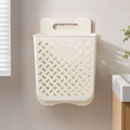 Cream white extra large wall-mounted laundry basket, 35 x 25 x 49 cm