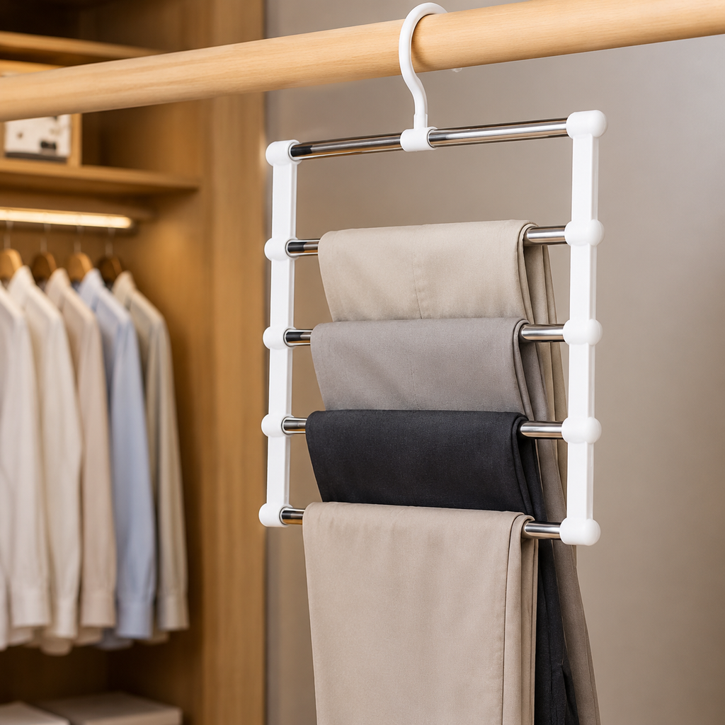 Five-rod compact multi-tier pants hanger product view