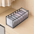 Grey small 7-grid breathable mesh drawer organizer in wardrobe