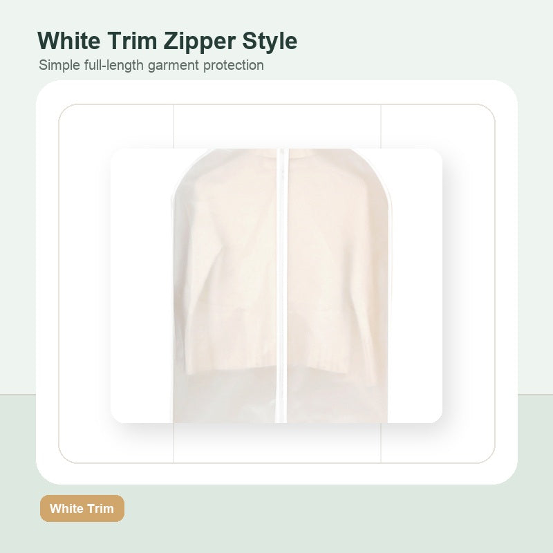 White trim zipper PEVA garment cover
