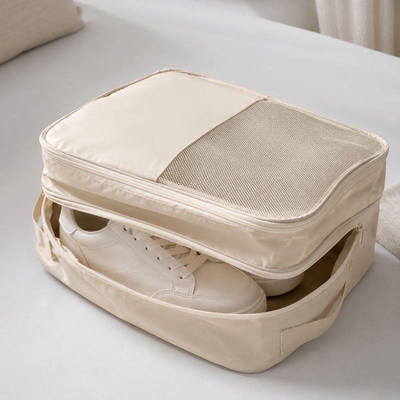 Travel Shoe Organizer Bag, Foldable Luggage Shoe Pouch for Suitcases
