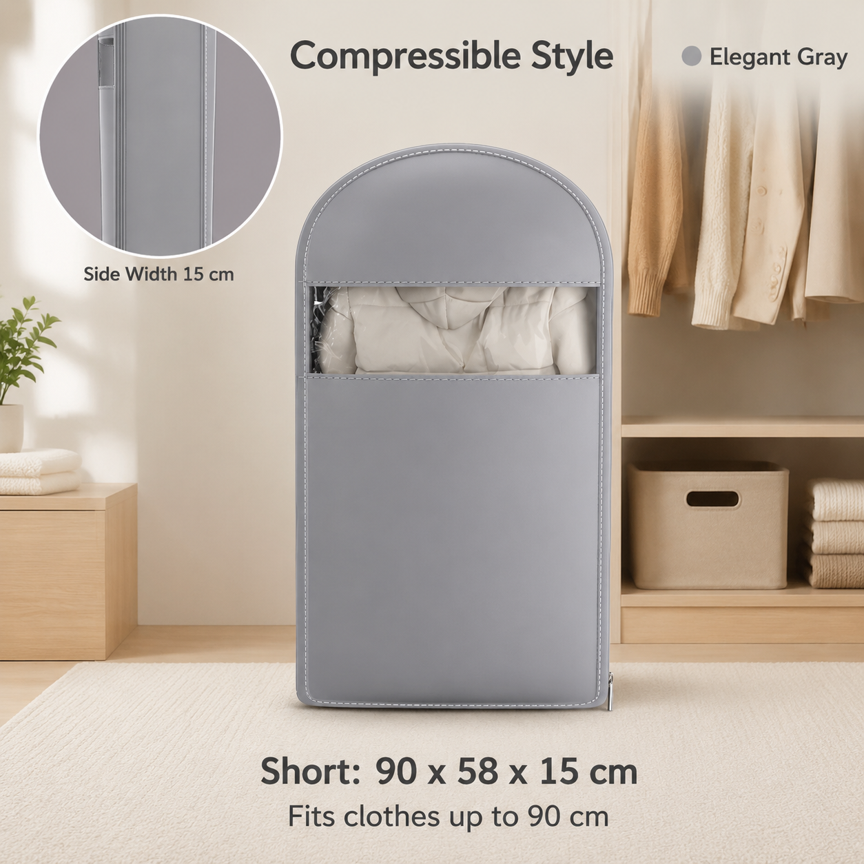 Hanging Puffer Jacket Storage Bag, Dustproof Closet Cover for Coats, Down Jackets & Seasonal Clothes