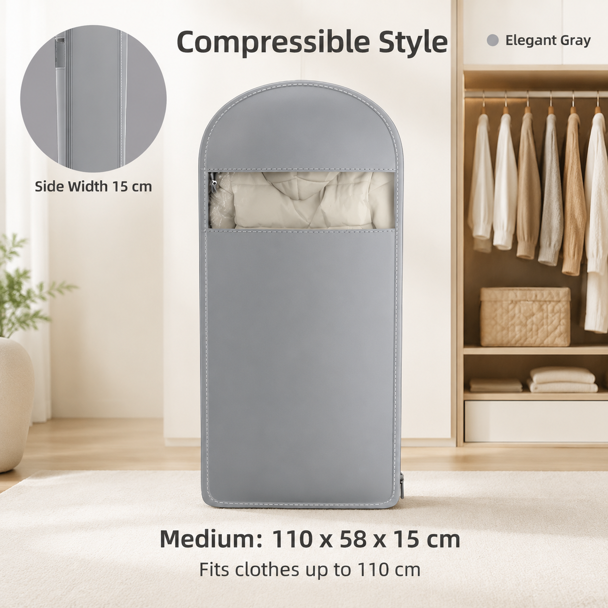 Hanging Puffer Jacket Storage Bag, Dustproof Closet Cover for Coats, Down Jackets & Seasonal Clothes