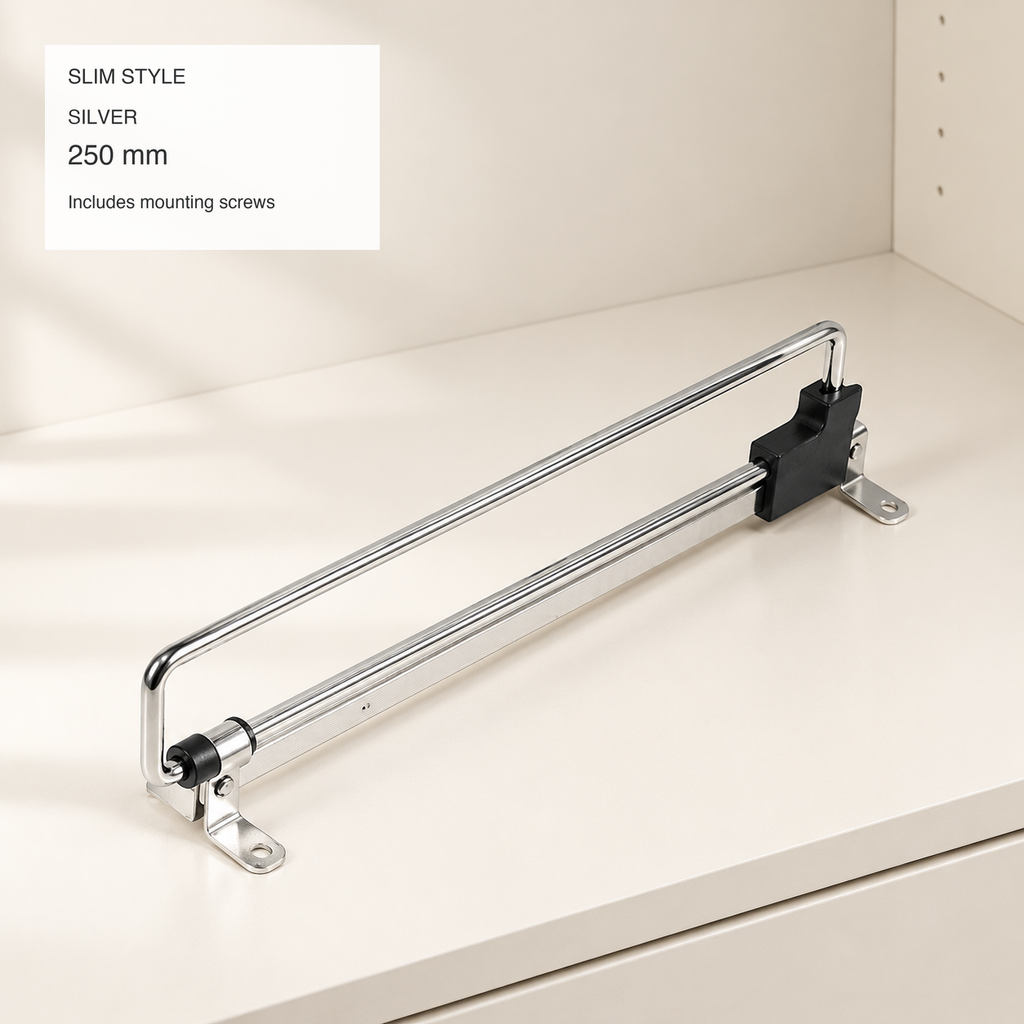 Pull-Out Wardrobe Clothes Rail — Adjustable Chrome Closet Organizer
