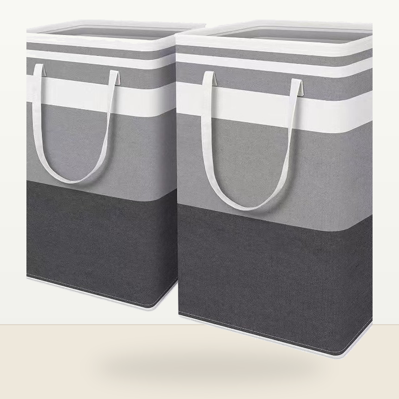 Foldable Fabric Storage Basket with Handles, Large Collapsible Laundry Hamper & Closet Organizer