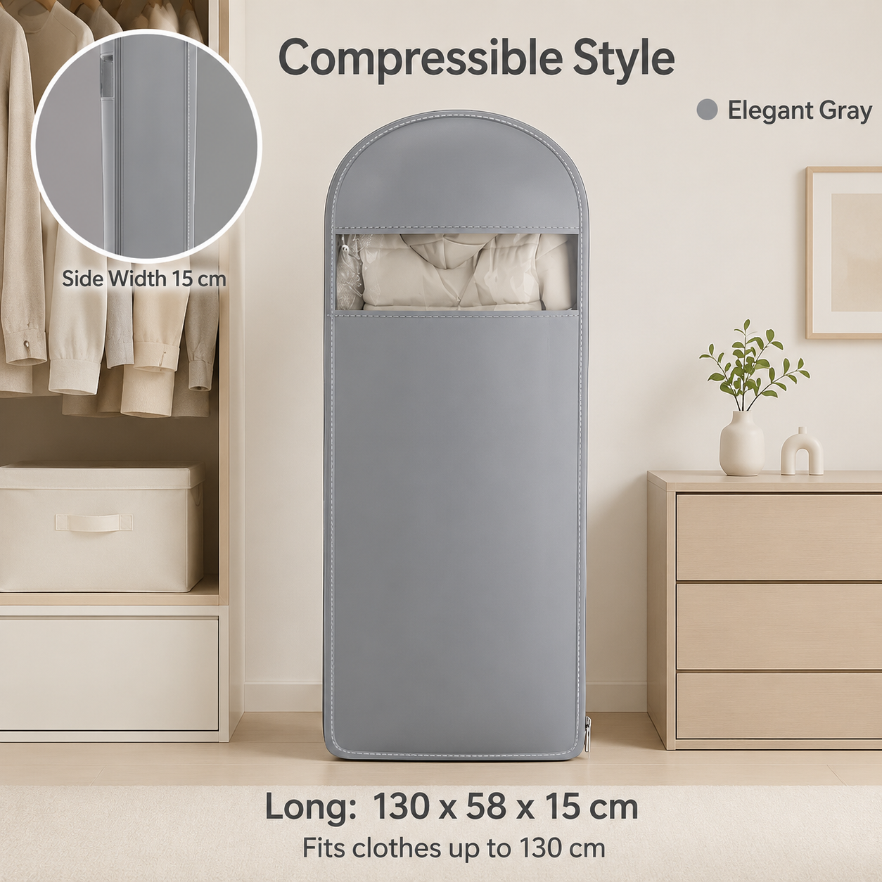 Hanging Puffer Jacket Storage Bag, Dustproof Closet Cover for Coats, Down Jackets & Seasonal Clothes