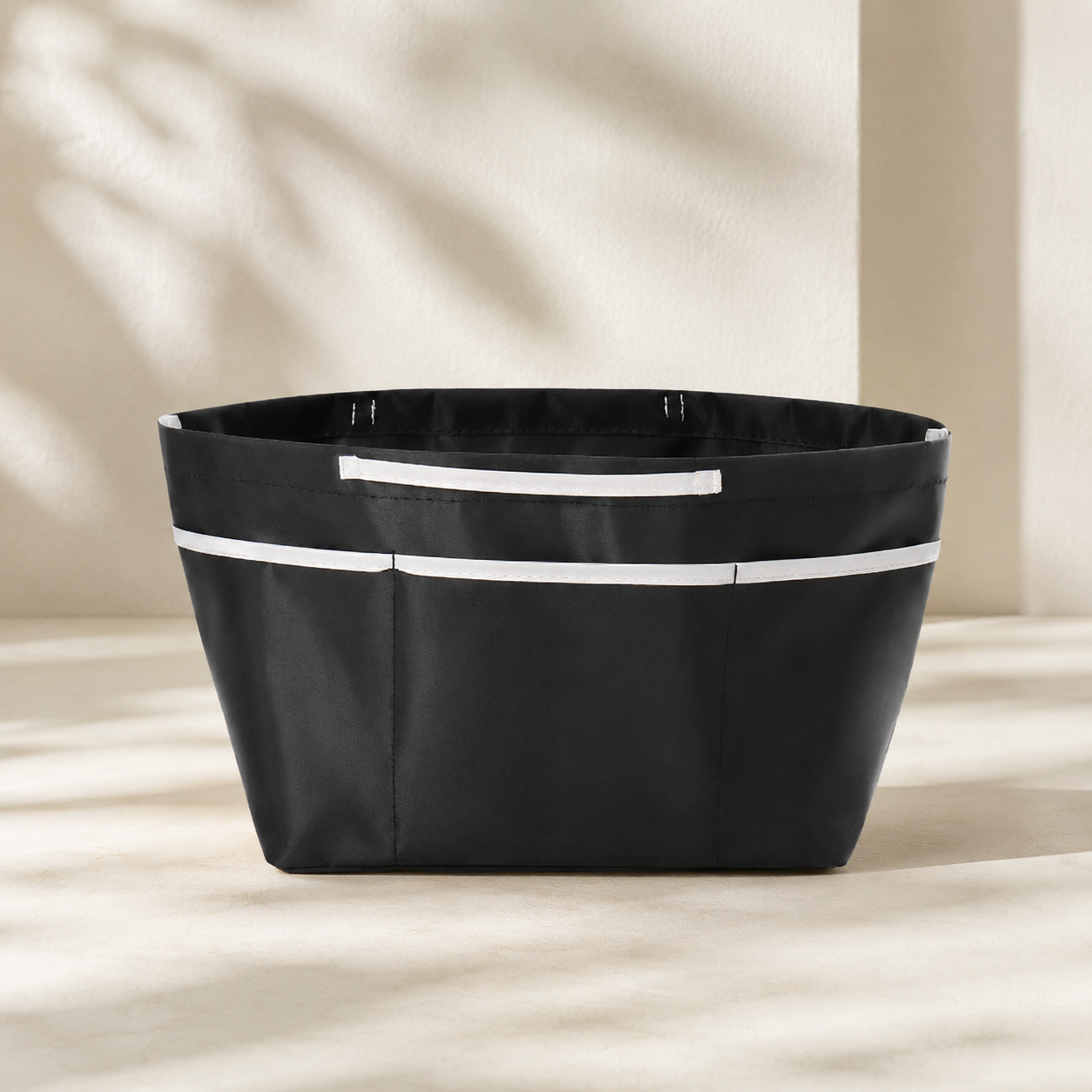 Medium sealed black purse organizer insert with exterior pockets