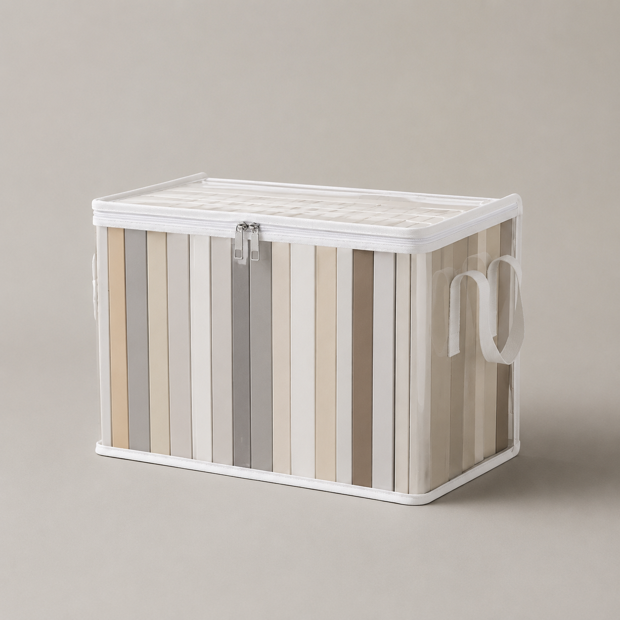 Medium clear PVC document storage bag with white trim