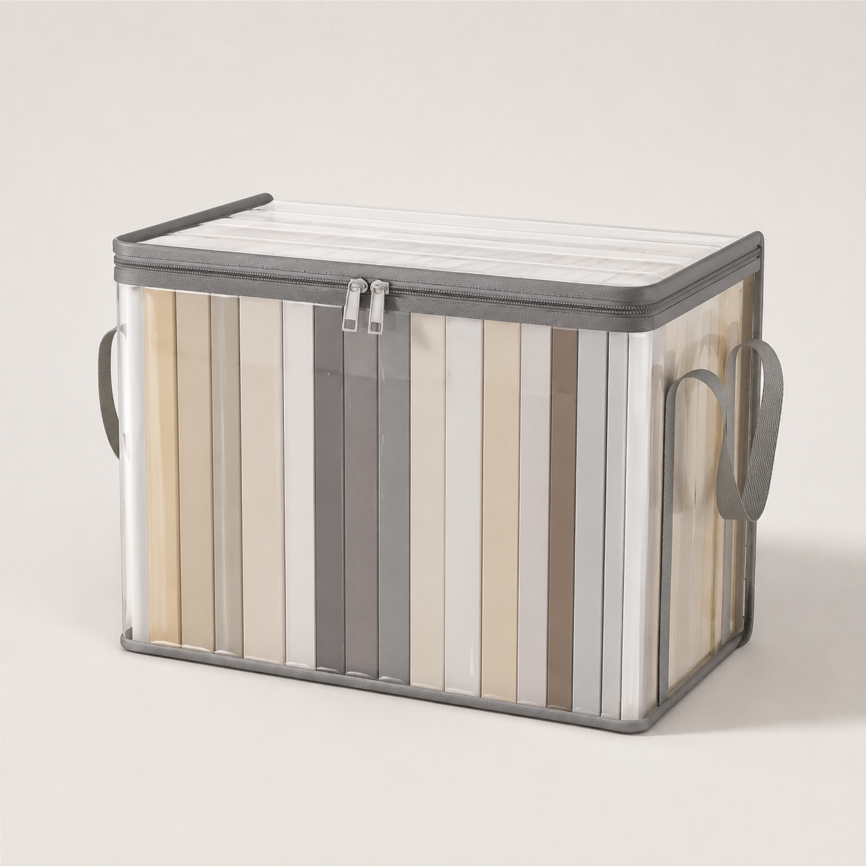 Medium clear PVC document storage bag with gray trim