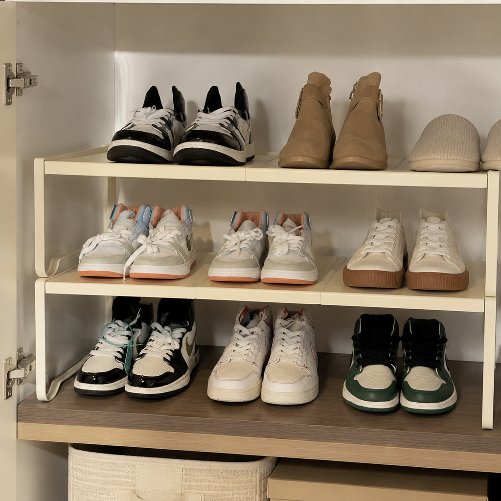 Adjustable shelf rack used inside a shoe cabinet