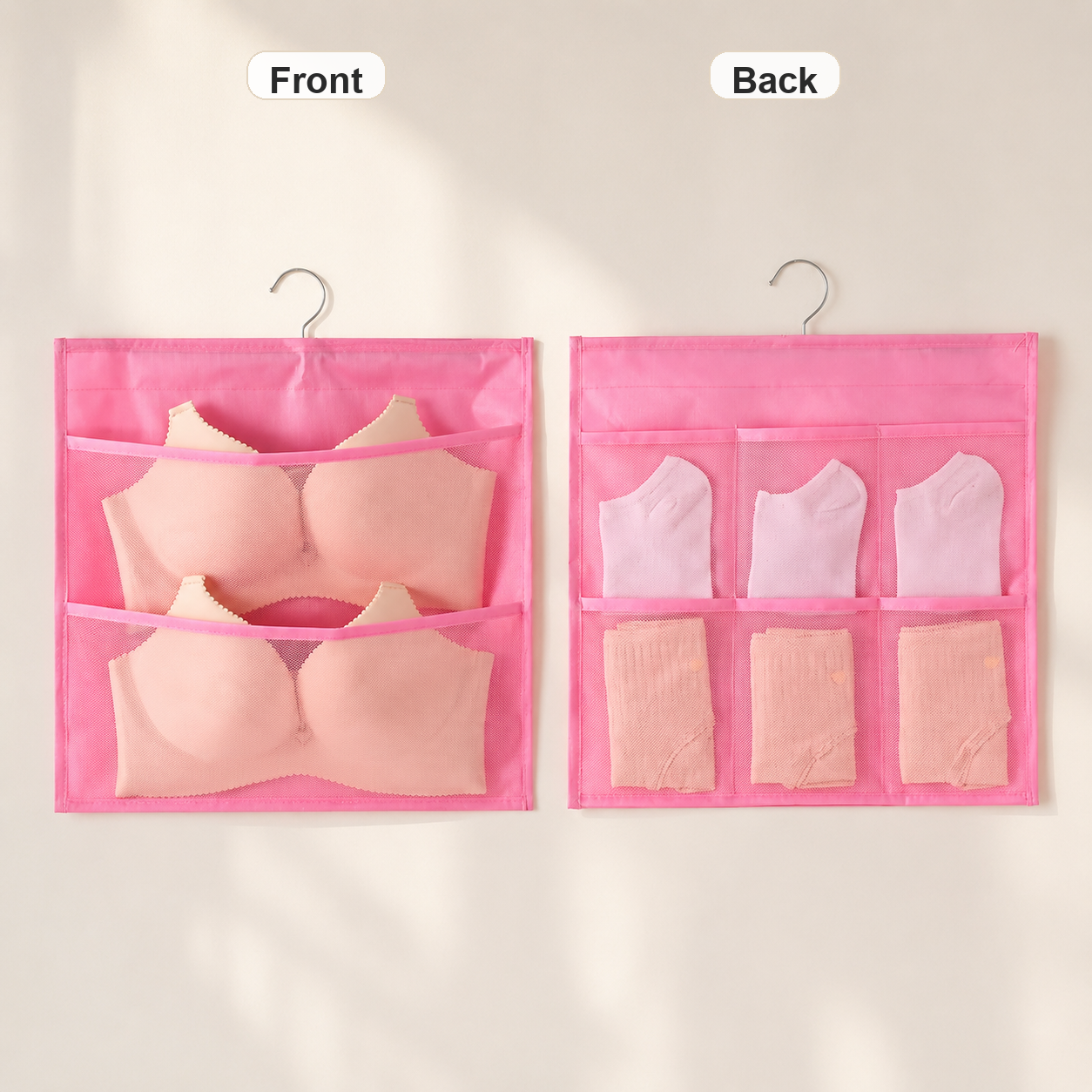 Pink - 2 Front / 6 Back Pockets - Front and Back View