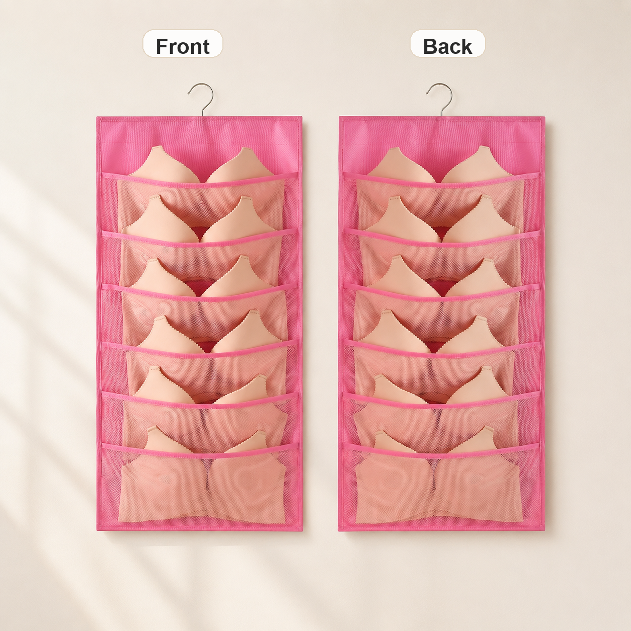 Pink - 6 Front / 6 Back Pockets - Front and Back View