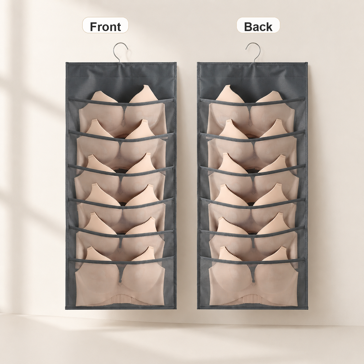 Gray - 6 Front / 6 Back Pockets - Front and Back View