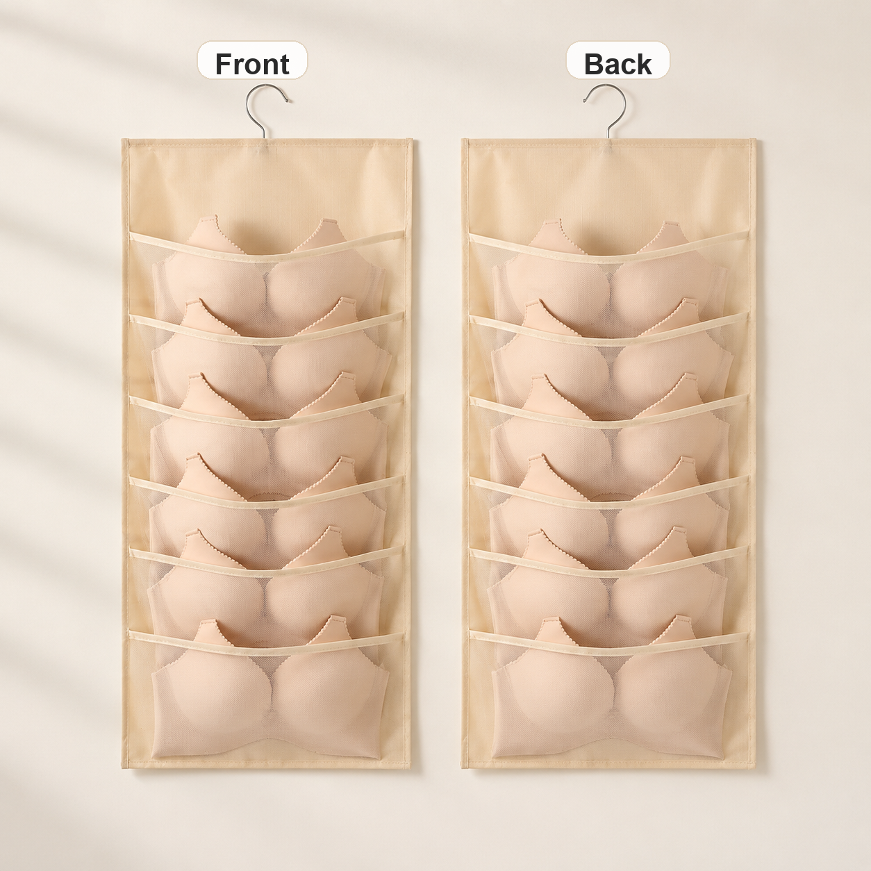 Beige - 6 Front / 6 Back Pockets - Front and Back View