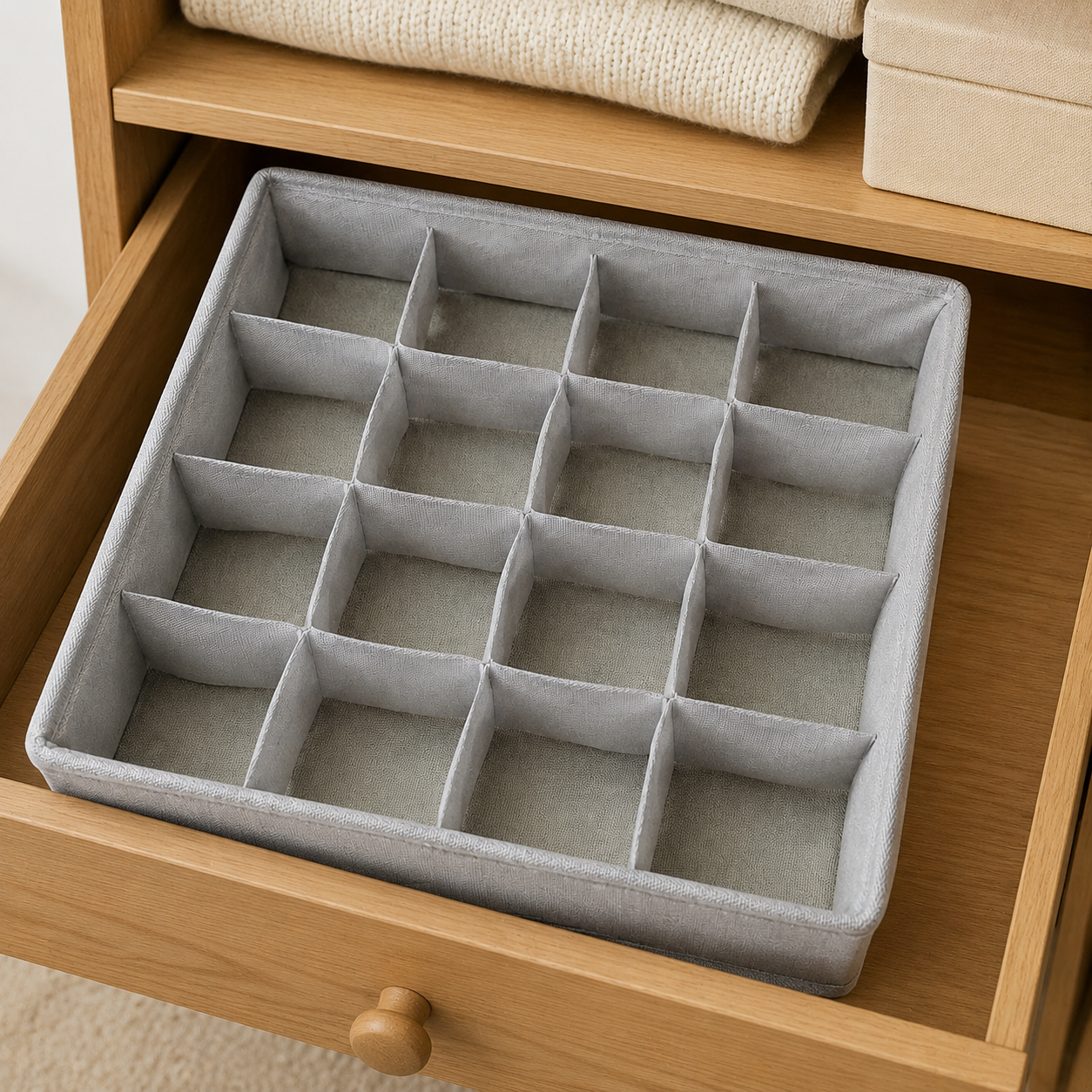 Fabric Underwear Drawer Organizer, Foldable Closet Divider Box for Socks, Bras & Small Clothing