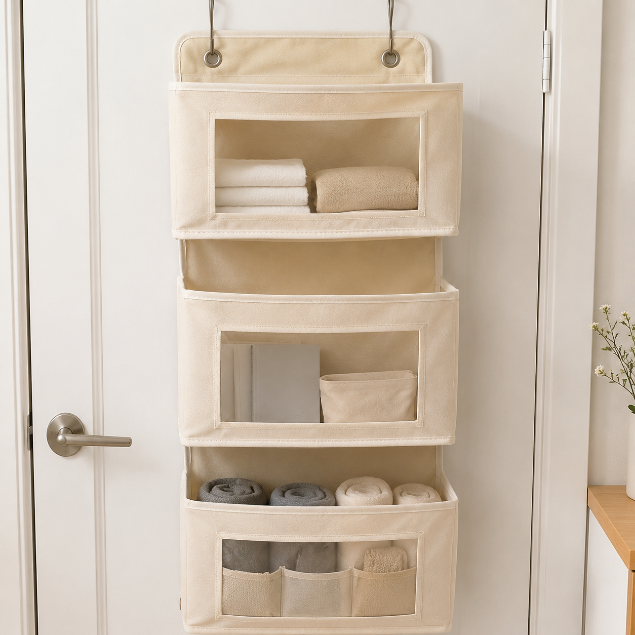 Over-the-Door Hanging Storage Pockets, Multi-Tier Closet Organizer for Toys, Dorm, Nursery & Bathroom