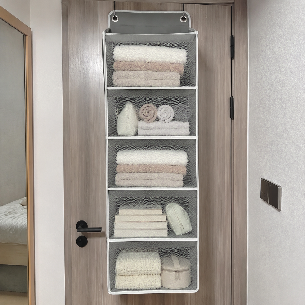 Over-the-Door Hanging Storage Pockets, Multi-Tier Closet Organizer for Toys, Dorm, Nursery & Bathroom