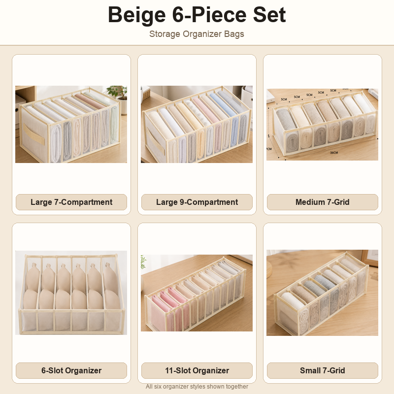 Breathable Mesh Drawer Organizer for Clothes, Socks & Closet Storage - Multi-Grid Foldable Dividers
