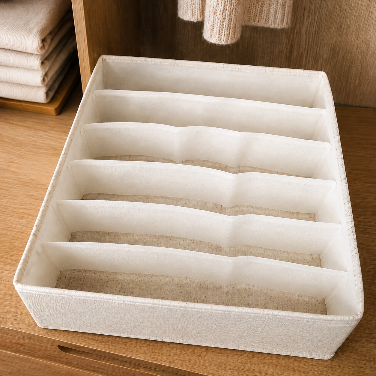 Fabric Underwear Drawer Organizer, Foldable Closet Divider Box for Socks, Bras & Small Clothing
