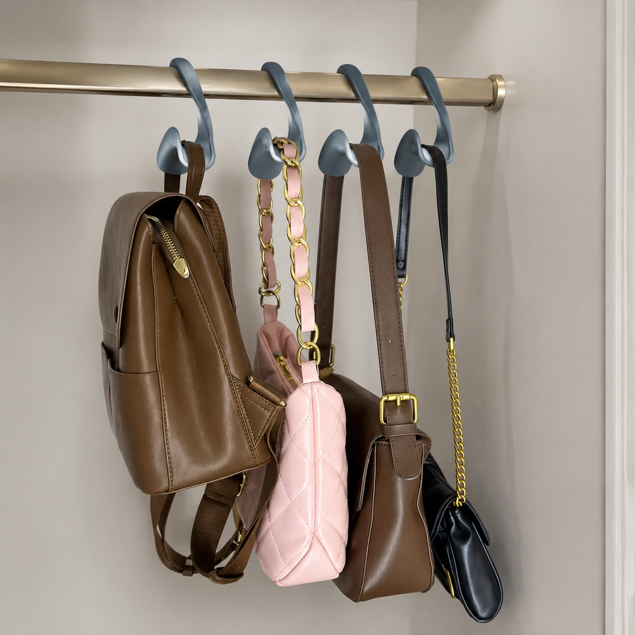 Closet Purse & Hat Hooks, Space-Saving Accessory Organizer Set