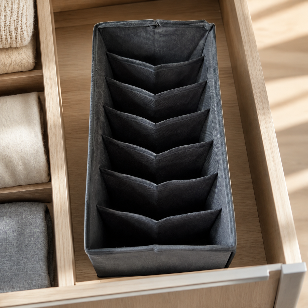 Fabric Underwear Drawer Organizer, Foldable Closet Divider Box for Socks, Bras & Small Clothing