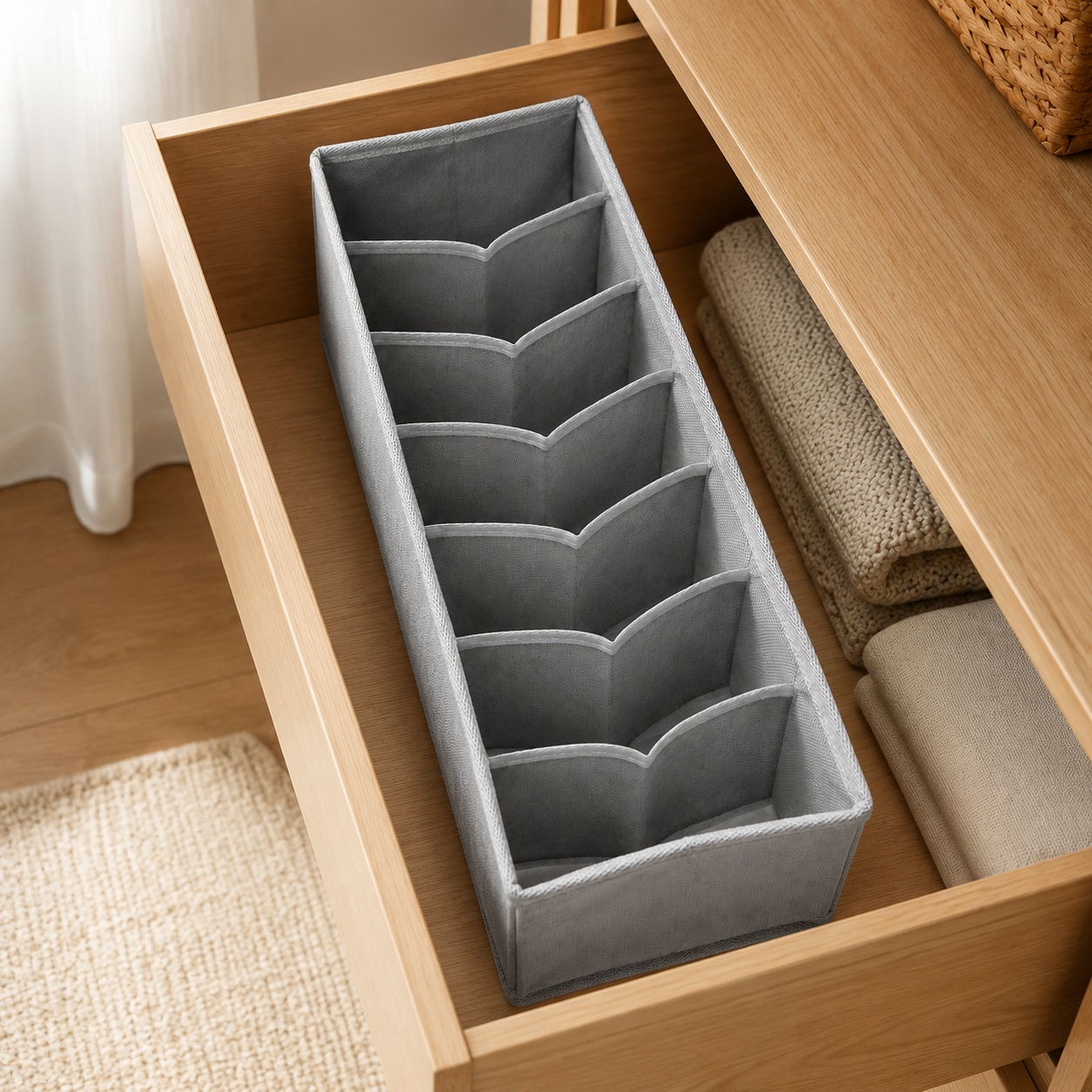 Fabric Underwear Drawer Organizer, Foldable Closet Divider Box for Socks, Bras & Small Clothing