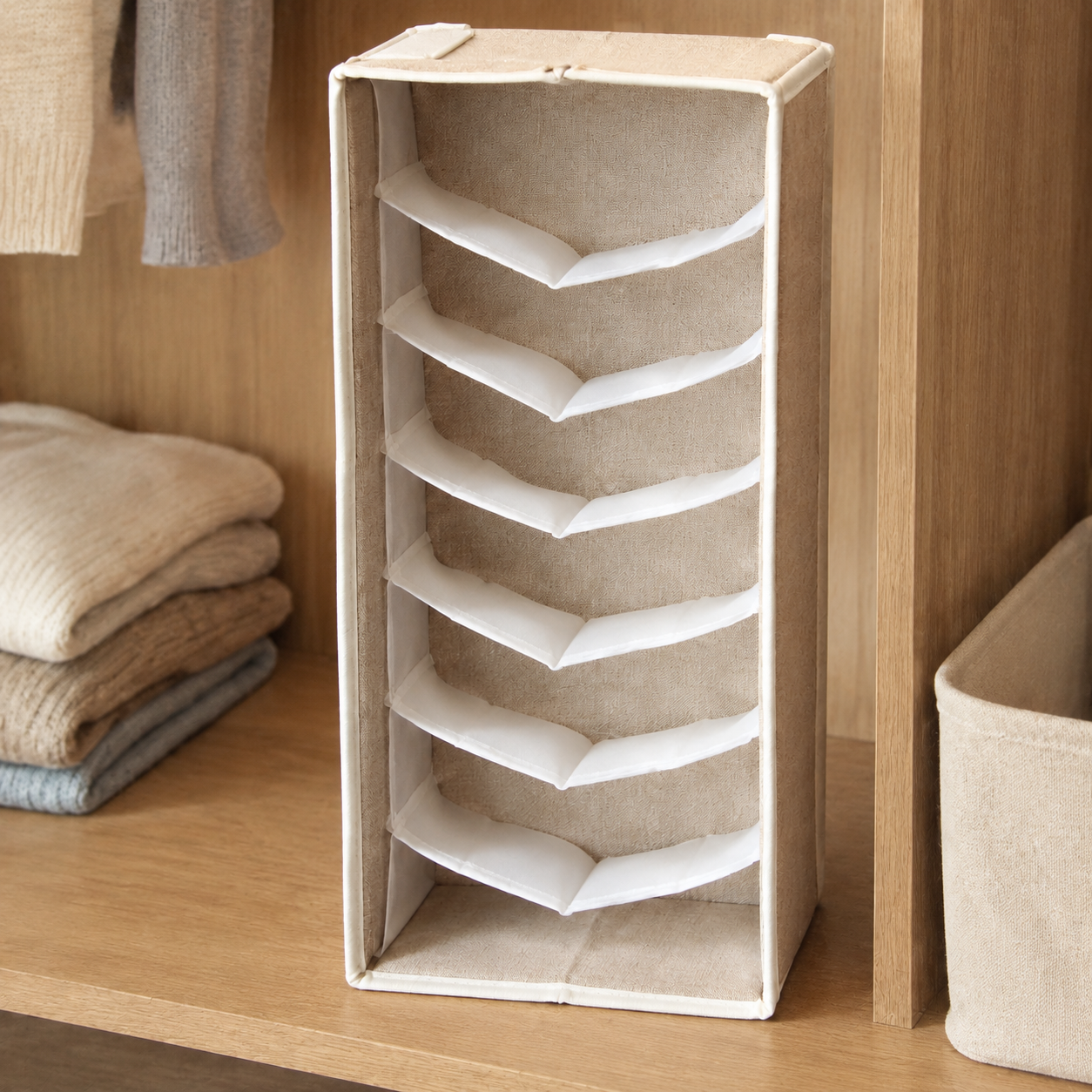 Fabric Underwear Drawer Organizer, Foldable Closet Divider Box for Socks, Bras & Small Clothing
