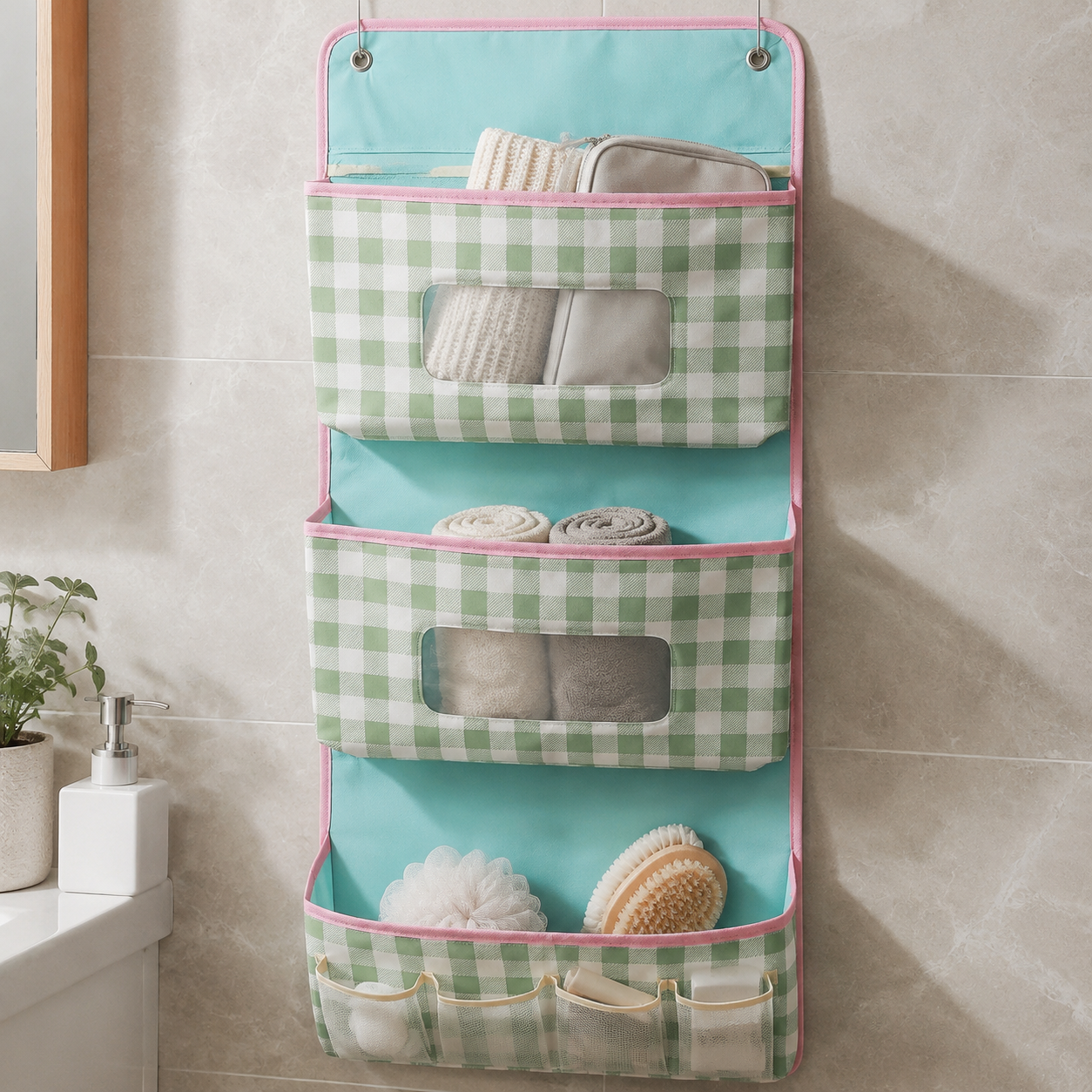Hanging Door Organizer with Hooks, 2-Tier or 3-Tier Wall Closet Storage Bag for Bedroom, Dorm & Bathroom