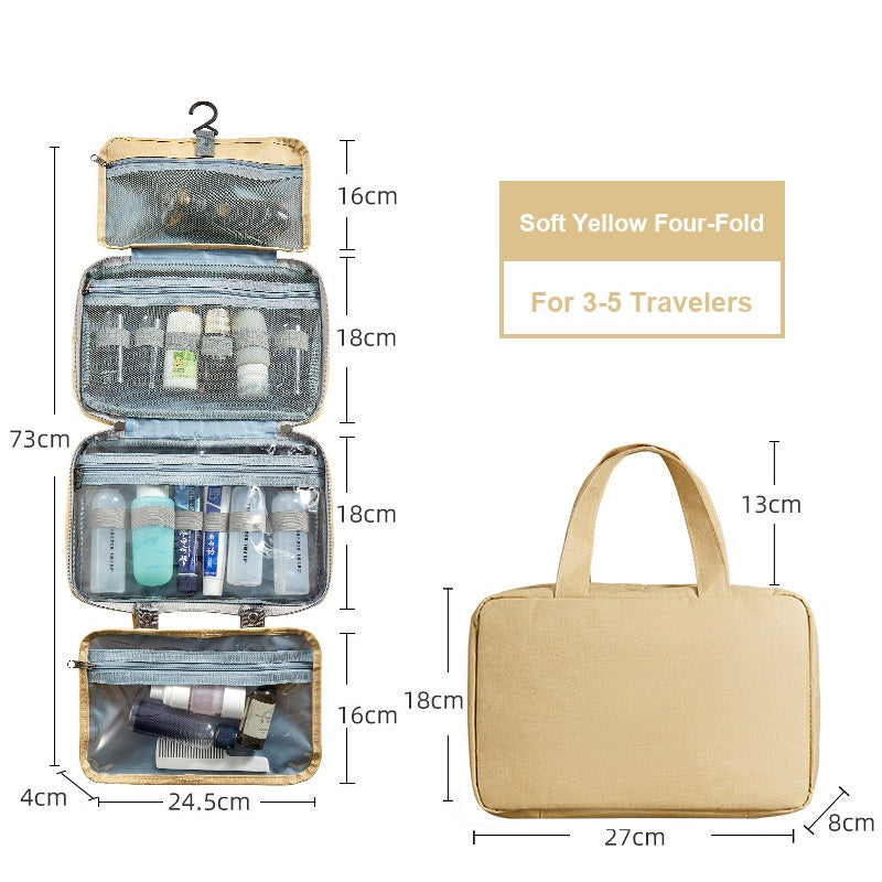Water-Resistant Hanging Travel Toiletry Bag, Foldable Dry Wet Separation Cosmetic Organizer for Men & Women