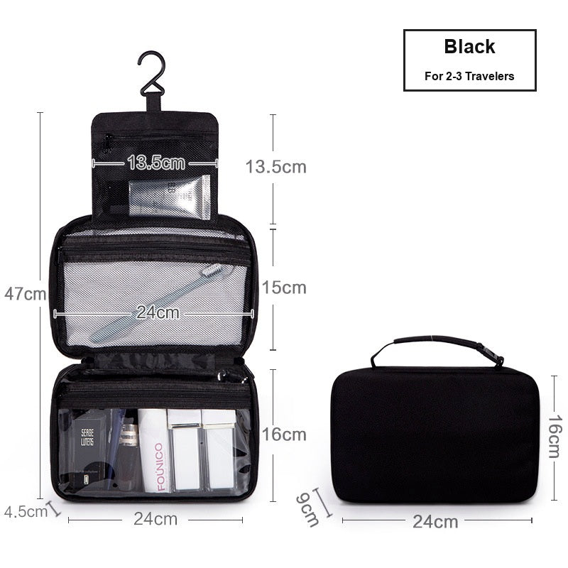 Water-Resistant Hanging Travel Toiletry Bag, Foldable Dry Wet Separation Cosmetic Organizer for Men & Women