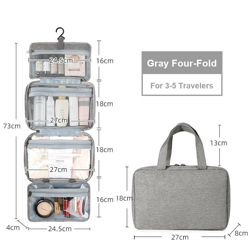 Water-Resistant Hanging Travel Toiletry Bag, Foldable Dry Wet Separation Cosmetic Organizer for Men & Women