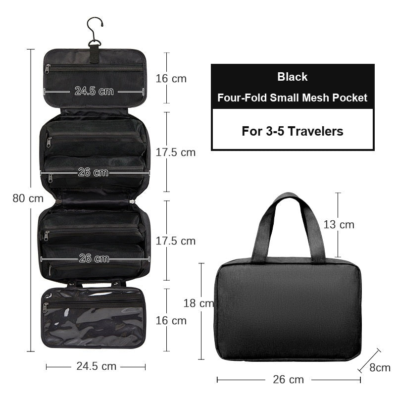 Water-Resistant Hanging Travel Toiletry Bag, Foldable Dry Wet Separation Cosmetic Organizer for Men & Women