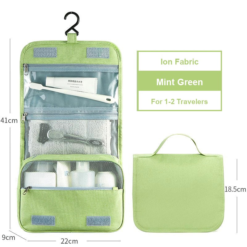 Water-Resistant Hanging Travel Toiletry Bag, Foldable Dry Wet Separation Cosmetic Organizer for Men & Women