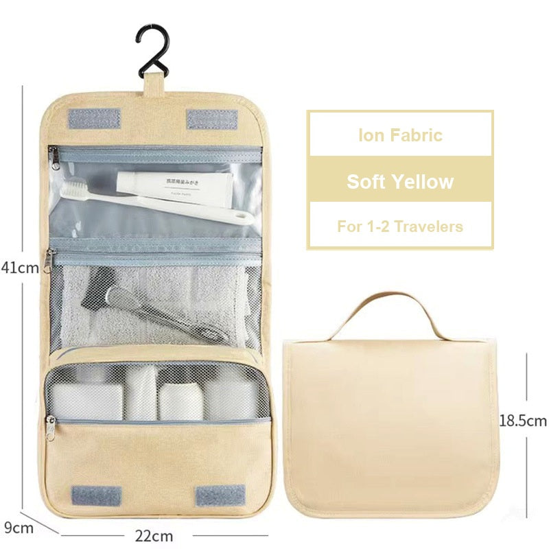 Water-Resistant Hanging Travel Toiletry Bag, Foldable Dry Wet Separation Cosmetic Organizer for Men & Women