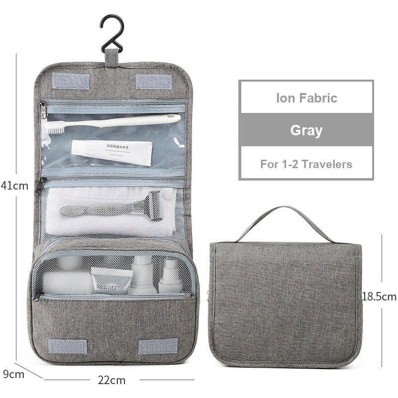 Water-Resistant Hanging Travel Toiletry Bag, Foldable Dry Wet Separation Cosmetic Organizer for Men & Women