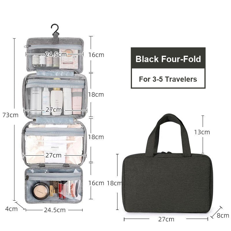Water-Resistant Hanging Travel Toiletry Bag, Foldable Dry Wet Separation Cosmetic Organizer for Men & Women