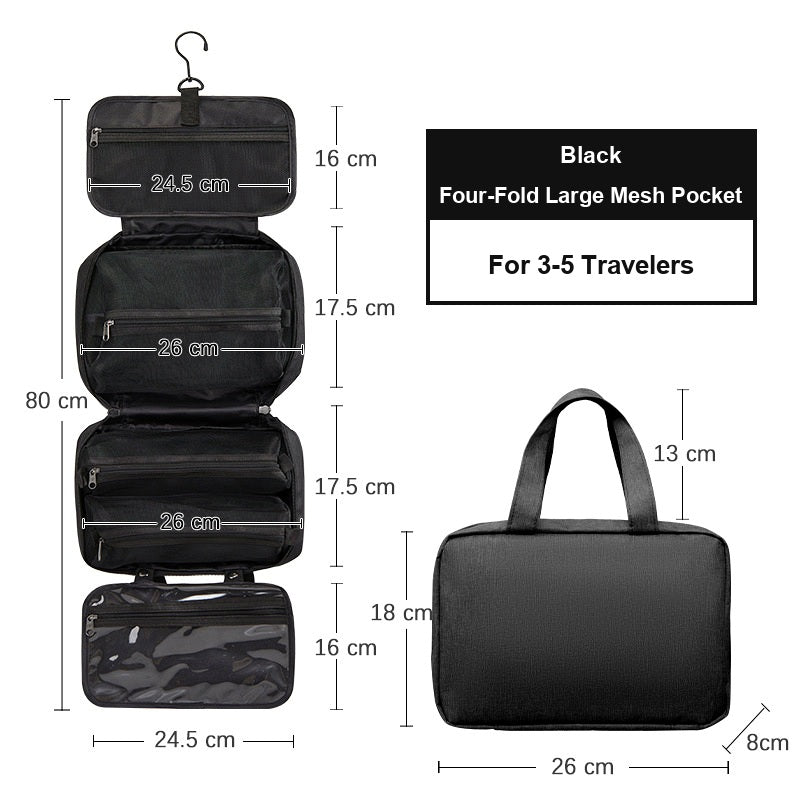 Water-Resistant Hanging Travel Toiletry Bag, Foldable Dry Wet Separation Cosmetic Organizer for Men & Women