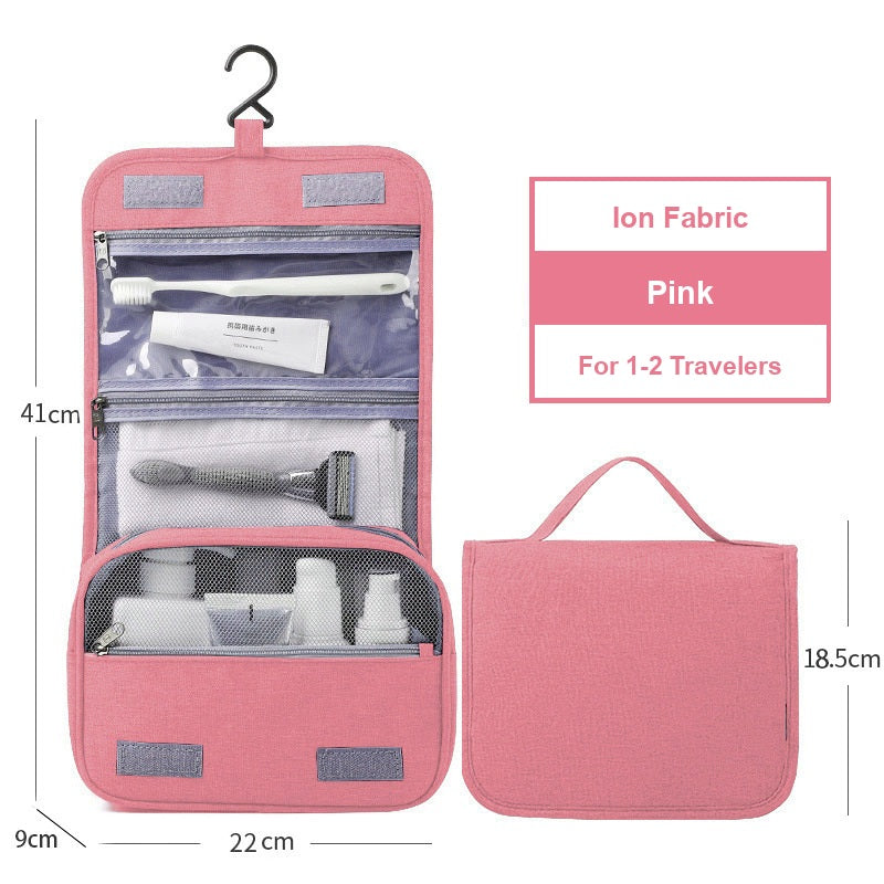 Water-Resistant Hanging Travel Toiletry Bag, Foldable Dry Wet Separation Cosmetic Organizer for Men & Women