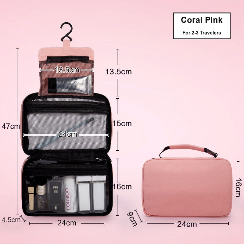 Water-Resistant Hanging Travel Toiletry Bag, Foldable Dry Wet Separation Cosmetic Organizer for Men & Women