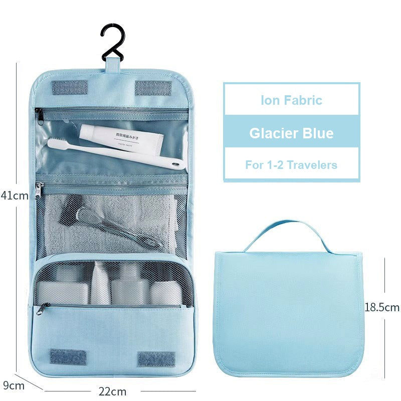 Water-Resistant Hanging Travel Toiletry Bag, Foldable Dry Wet Separation Cosmetic Organizer for Men & Women