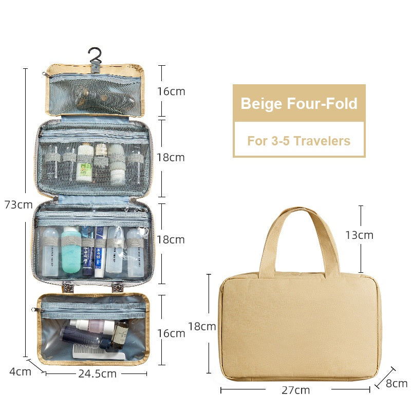 Water-Resistant Hanging Travel Toiletry Bag, Foldable Dry Wet Separation Cosmetic Organizer for Men & Women