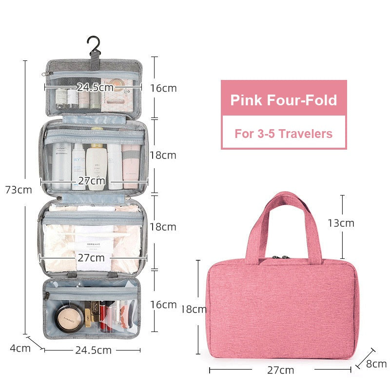 Water-Resistant Hanging Travel Toiletry Bag, Foldable Dry Wet Separation Cosmetic Organizer for Men & Women