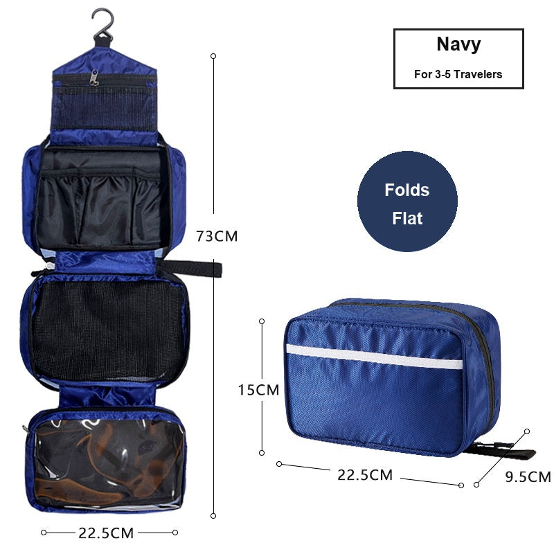 Water-Resistant Hanging Travel Toiletry Bag, Foldable Dry Wet Separation Cosmetic Organizer for Men & Women